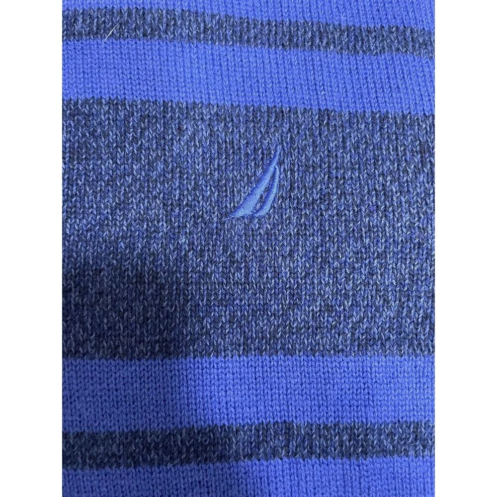 Nautica Boys Blue Striped Pullover Zip Neck Cotton Sweater - Size S 8 B19 - Picture 3 of 5